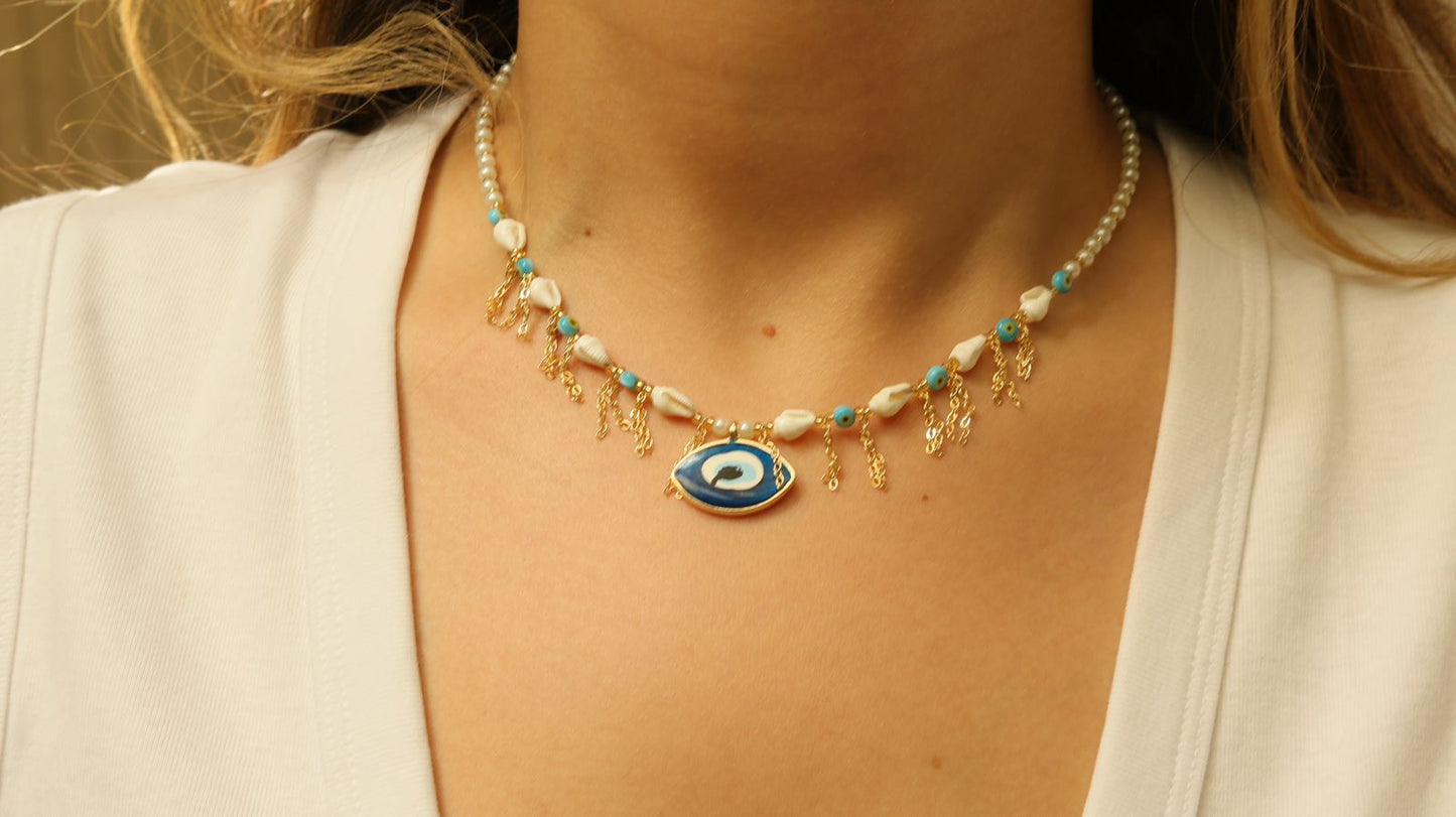Turquoise eye & chain